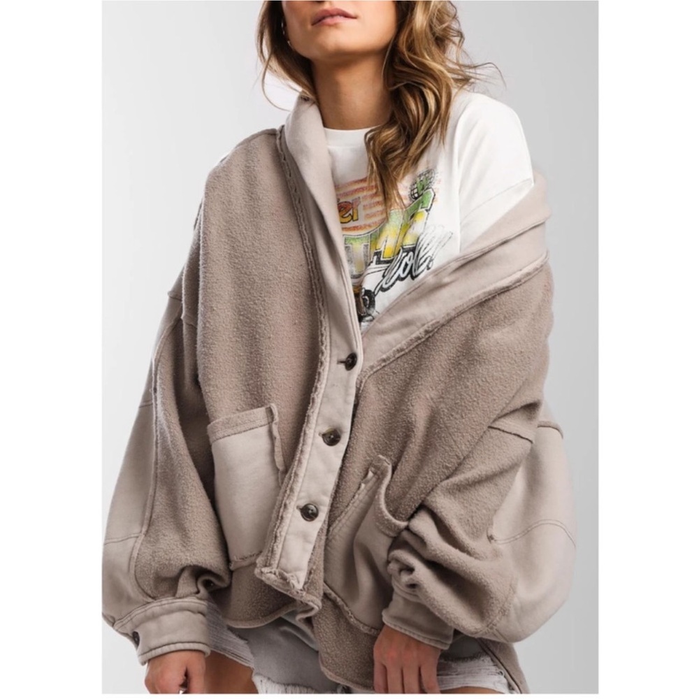 Free People Jordan slouchy jacket magic mushroom medium - Picture 2 of 9